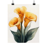 Boho Yellow Calla Lilies Flower Art Print Poster, Minimalist Floral Wall Art X5 Lily