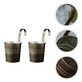 2 Pcs Flower Bucket Hanging Pot Iron Wall Mounted Garden Planter Garden Plants