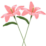 2-Pack Crochet Flowers, Knitted Artificial Wool Lily Flowers [Melon Pink] Lily