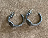 Pewter Sunflower C Hoop Earrings Detailed C38-22 Sunflower
