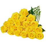 Ouddy Decor 20 Pcs Fake Yellow Roses Artificial Silk Flowers with Long Stems ... Roses