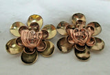 Pair of Mid Century Gilt Sterling Silver Water Lily Flower Brooches Lily