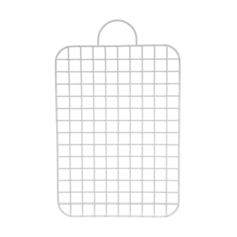 White metal hanging plant hanger grid frame with arched handle loop