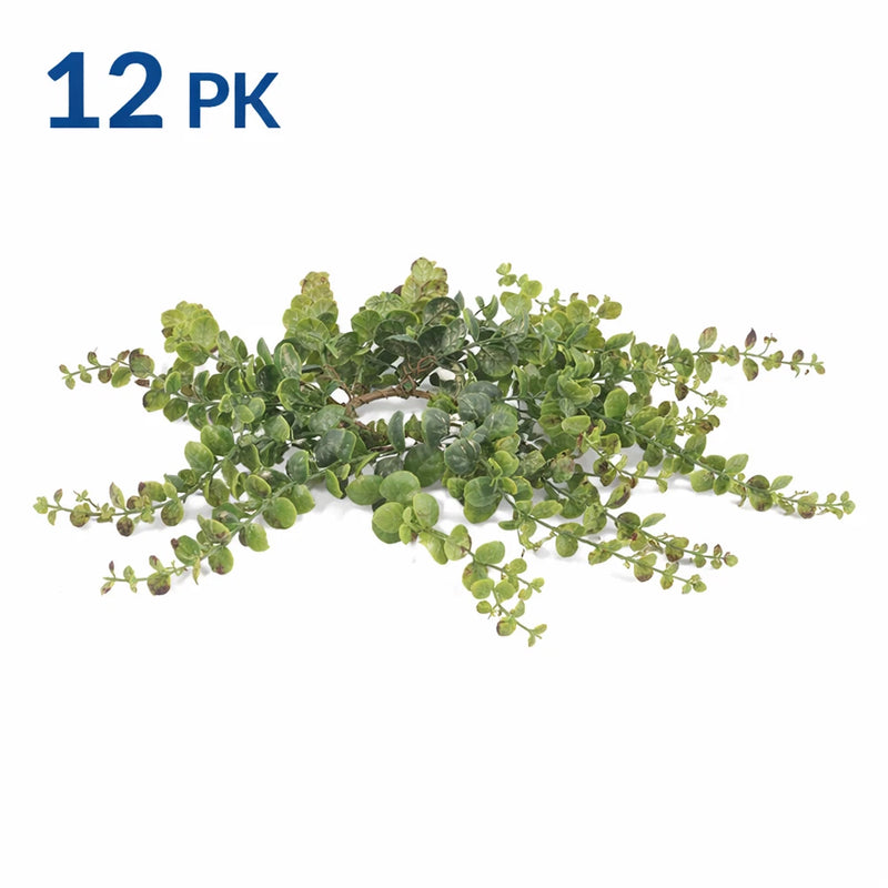 Faux greenery eucalyptus candle rings, 12-pack, leafy green wreath loops