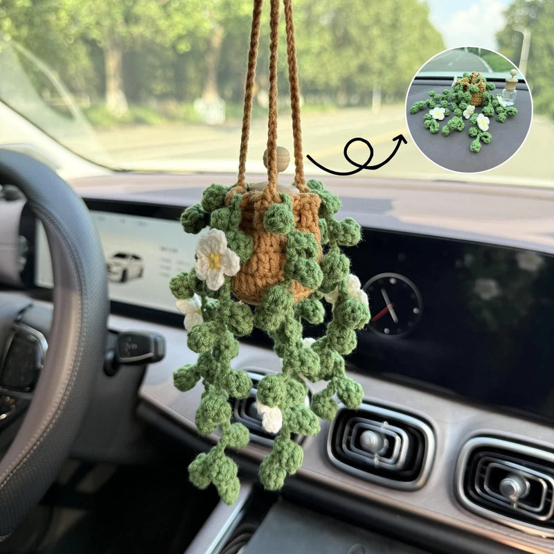 Crochet Car Diffuser, Fern Sunflower Daisy Charm, Essential Oil Holder Decor Sunflower