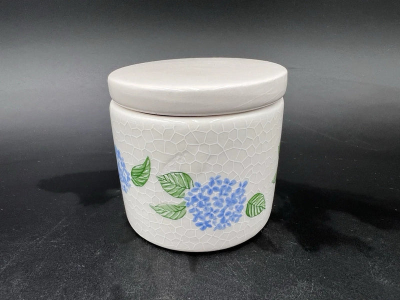 Hydrangea Ceramic Trinket Box Crackle Glaze Cottagecore Jewelry Jar Blue Dainty Hydrangea