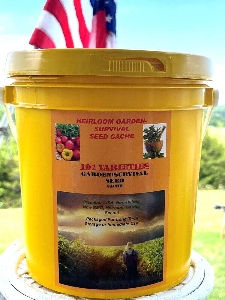 41,000 Seed ; 101 Variety Garden/Survival Seed Cache With $30 Herb Pack Garden Plants