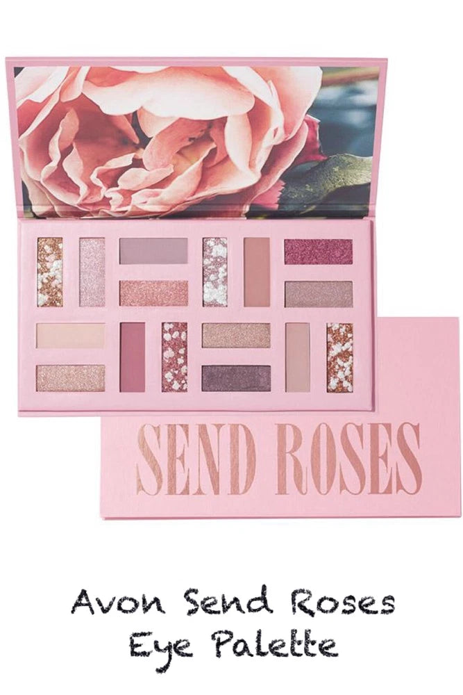 Avon Send Roses eye palette with rose-toned matte and shimmer eyeshadow pans