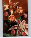 Floral Bouquet with Lilies and Roses Postcard 1971 Lily