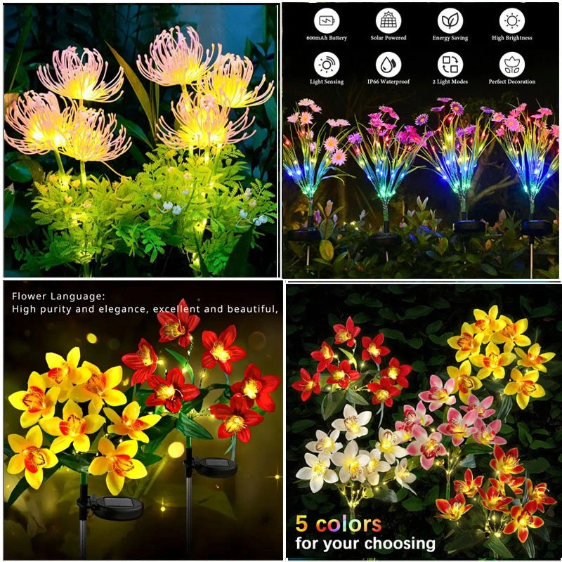 Solar Lights Outdoor Garden Waterproof Yard Patio Decor LED Flower Stake Lamp Daisies