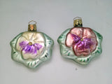 2 Germany glass ornament  flowers Pansies Garden theme 2-1/2" textured Sunflower