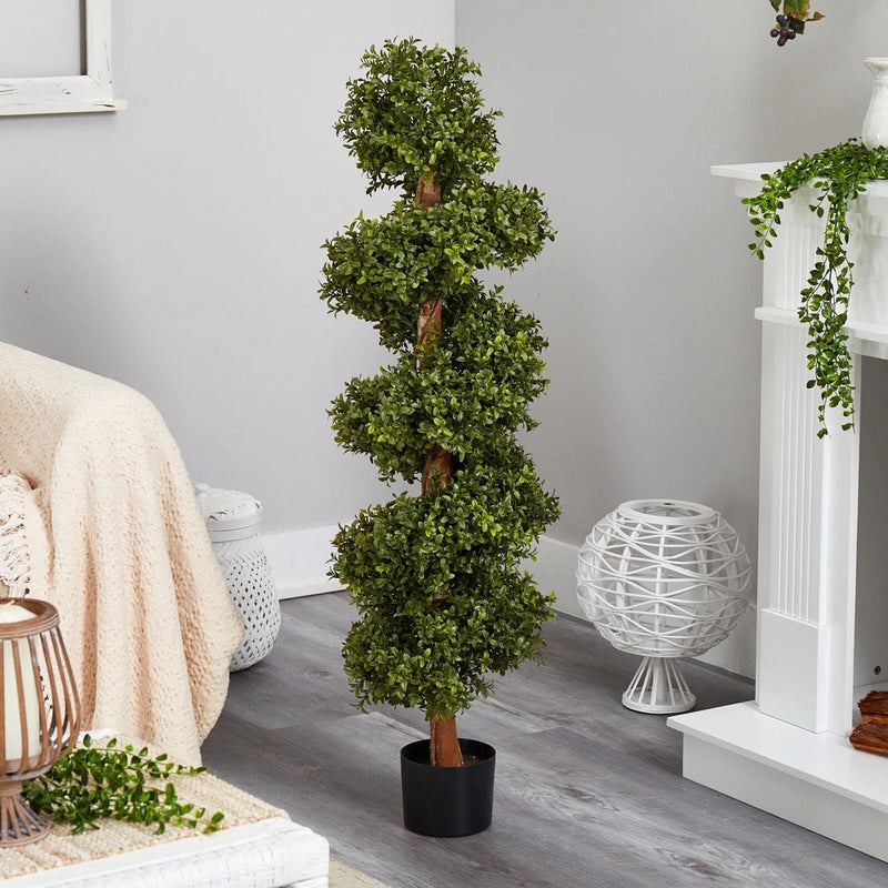 46Ó Boxwood Spiral Topiary Artificial Tree UV (Indoor/Outdoor). Retail $139 Green Plant