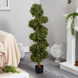 46Ó Boxwood Spiral Topiary Artificial Tree UV (Indoor/Outdoor). Retail $139 Green Plant