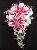 Wedding 2 pc bridal bouquet stargazer lily white ivory & boutonniere Bouquet