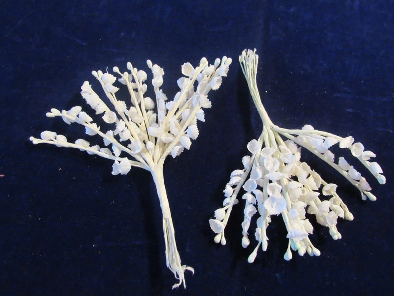 Lily of the Valley White Vintage Millinery Flower 2 Bunch Lot Organdy   UG Lily