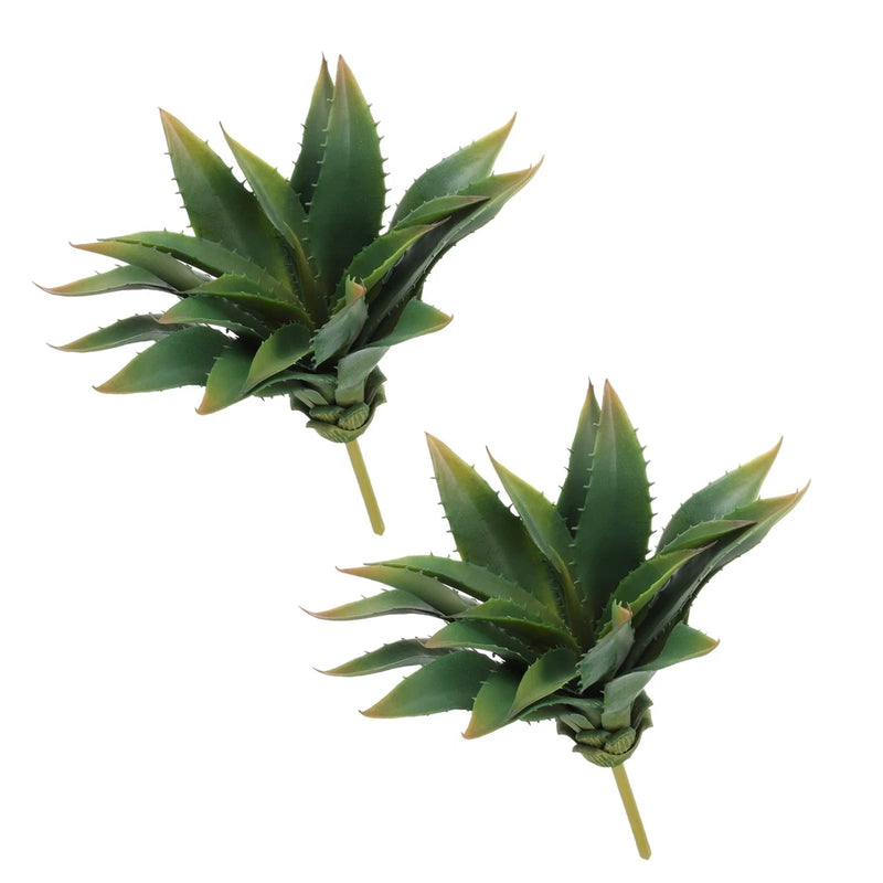 2Pcs Artificial Succulent Plants Fake Aloe Plant 10", Green Green Plant