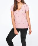 VICTORIA'S SECRET PINK PERFECT V-NECK TEE ROSE GIRLY LOGO MEDIUM SHIRT TOP DOG Roses