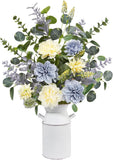 Fake Flowers in Vase, 24.5" Tall Artificial Floral Arrangement with Metal Pot Bl Hydrangea
