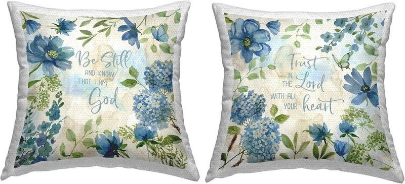 Be Still Blue Hydrangea Outdoor Throw Pillow - 18x18 inches by Hydrangea