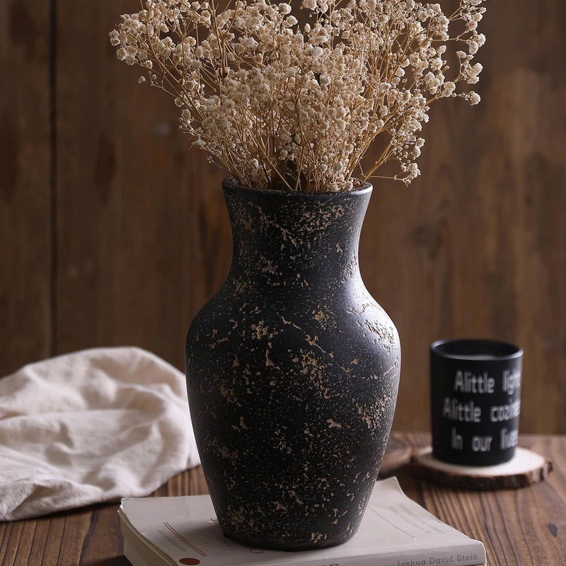 Farmhouse Vase for Home Decor, Vintage Rustic 5.5 x 9 inches, Retro-4 Pampas Grass