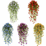 4Pcs Artificial Flowers, Plastic Hanging Plants for Outdoor Porch Hanging Decor Flowering Plants