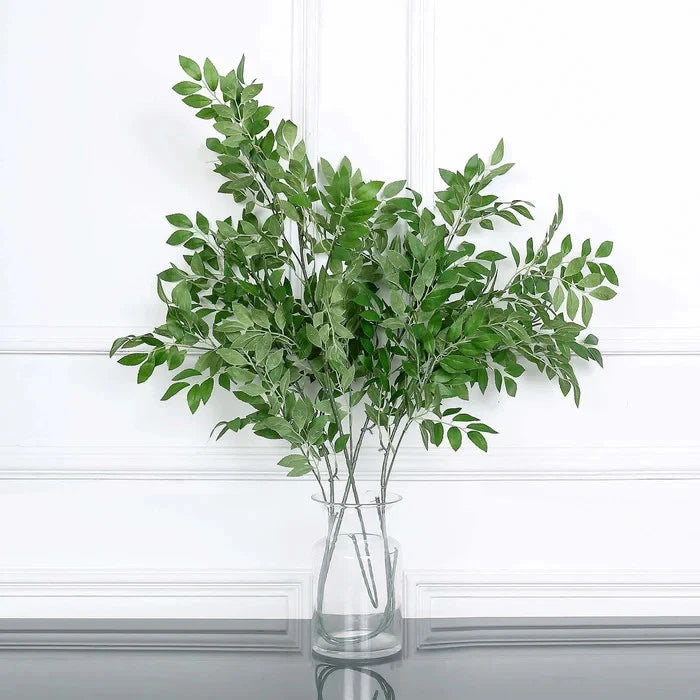 25 Tall Light Green Artificial Silk Beech Leaf Branches, Faux Plant Green Plant