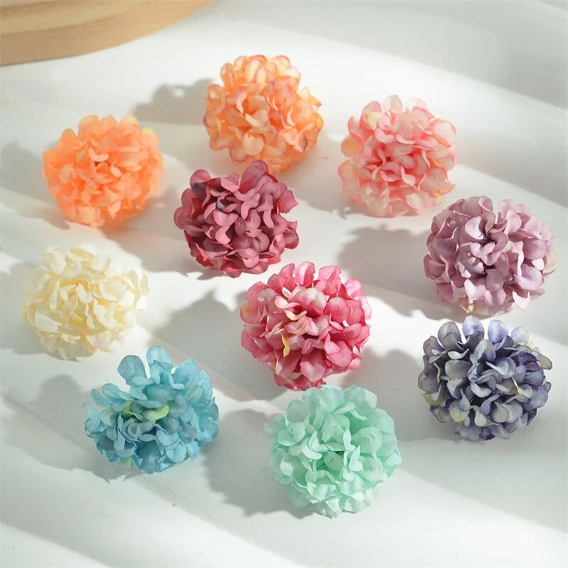 10pcs 4cm Artificial Silk Flowers DIY Hairpin Clothes Bachelor Hat Accessories Hydrangea