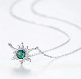 925 Sterling Silver/Opal Sunflower Necklace New in Packaging Sunflower