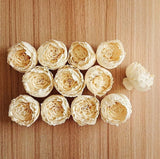40 English Rose Juliet Rose White Sola Wood Flower Diffuser Flowers 3 cm Dia. Carnation