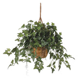 English Ivy Hanging Basket Silk Plant Nearly Natural w/360 Emerald Green Leaves Green Plant