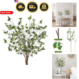 Artificial Ficus Branches 6pcs Faux Leaf Spray Green Eucalyptus Stems Vase Decor Green Plant