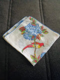 Ladies Handkerchief with Bird and Lillies and Hydrangea Vintage Hydrangea