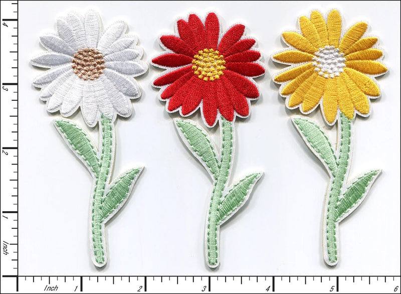 30 Pcs Embroidered Iron on patches Mixed Colorful Daisy Flower 4.5x10cm AP022dS1 Daisies