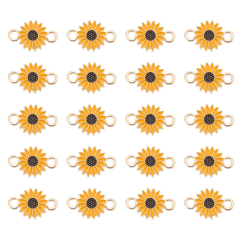 20Pcs Daisy Accessories Floral Charm Sunflower Charm Pendant Connector Sunflower
