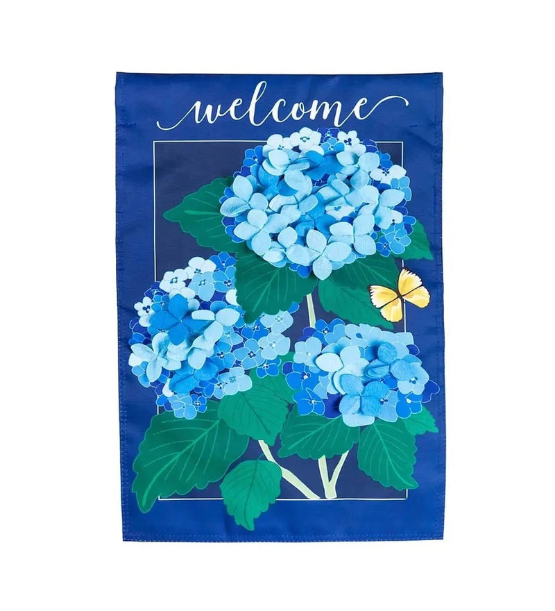 28 x 44 Hydrangea Blossoms House Applique Flag Hydrangea