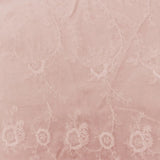 Baby Pink Floral Embroidered Cotton Velveteen Woven Fabric Flowering Plants