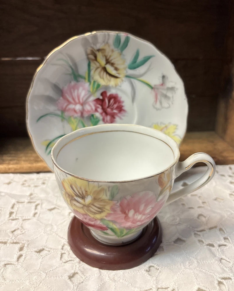 Kasuga Ware Birthday Carnation Cup & Saucer Carnation