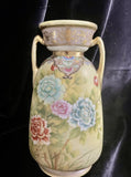 Nippon Handled Gold Enamel Vase w/Carnations ca 19c Morimura Green Mark Exc. Carnation