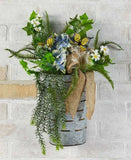 Lighted Faux Hydrangea Planter - Wall Decor Hydrangea