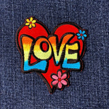 Love Daisies & Heart Applique Patch - Embroidered Flower Hippie Badge 3-1/8" Daisies