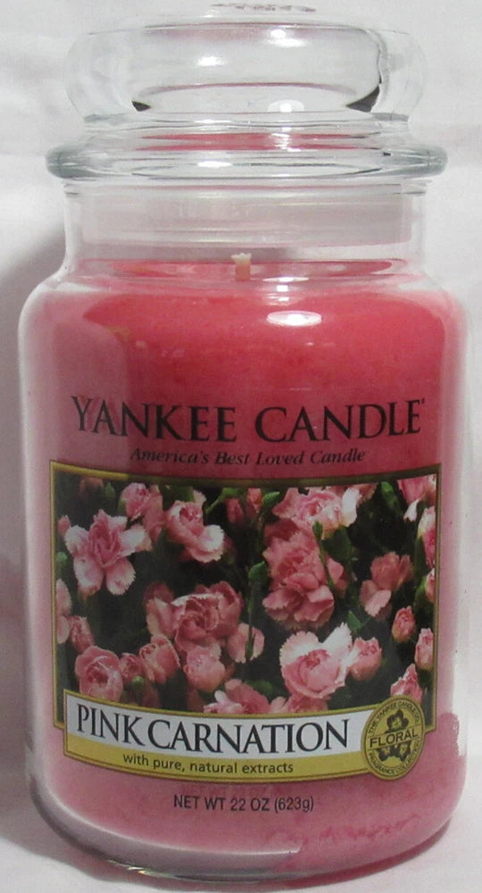 Yankee Candle Large Jar Candle 110-150 hrs 22 oz PINK CARNATION floral w/extract Carnation