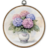 Vintage Hydrangea Flowers Round Wall Art Decor Framed 10x10, Chinoiserie Spri... Hydrangea