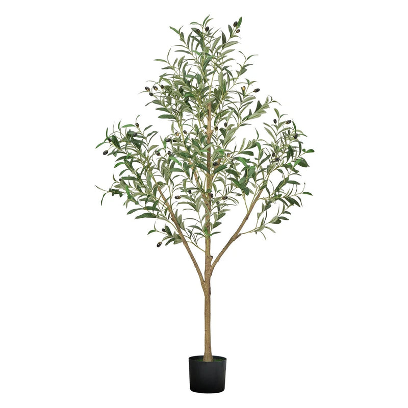 VEVOR 5FT Artificial Olive Tree Tall Fake Plant with Black Pot for Home Office Green Plant