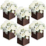 Suncalla 6 Sets Artificial Peonies Flowers Table Centerpieces with Wooden Cub... Peony