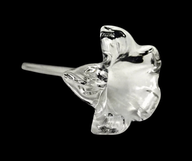 Vintage Hand Blown Clear Art Glass Lily Trumpet Flower Bud Vase Single Stem 7.5" Lily