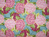 Hot Pink Hydrangea Flowers on Dark Aqua Half Yard CFLGRE02870 Hydrangea