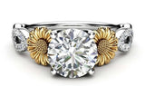 1.28 CT Round Diamond Sunflower Flower Split Shank Engagement and Wedding Ring Sunflower