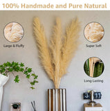 4" - 24 Pieces Faux Pampas Grass Large Tall Fluffy Artificial Fake Flower. Pampas Grass