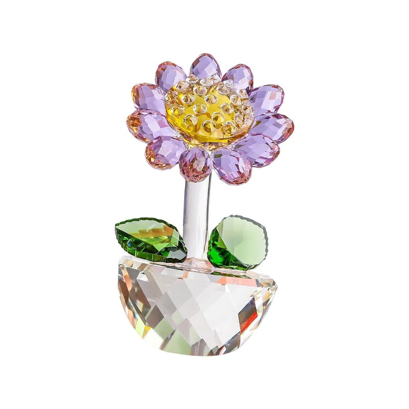 Glass Sunflower Figurine Collectibles Sunflower with Bud Sunflower