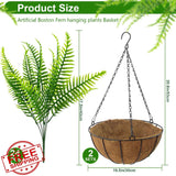 lovemoon 2pc Fake Fern Hanging Plants Light Green Artificial Planters Green Plant